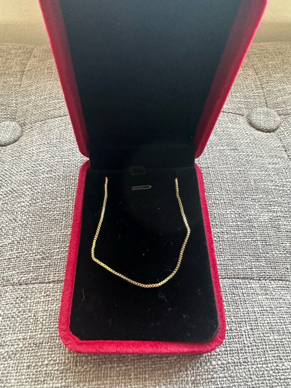 14K Gold Plated 1 mm box chain adjustable necklace BNIB